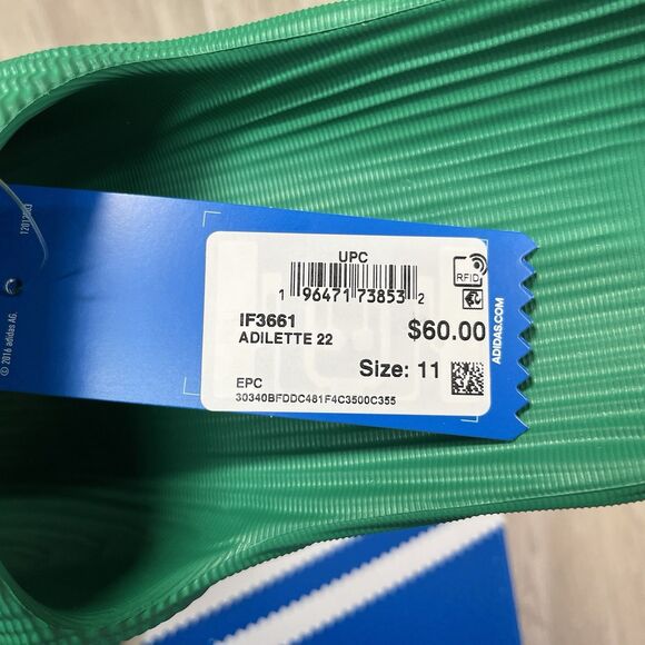 Adidas Adilette 22 Unisex Slip-On Slides Sandals Bold Green IF3661 Men’s Sz 11 - Picture 5 of 6